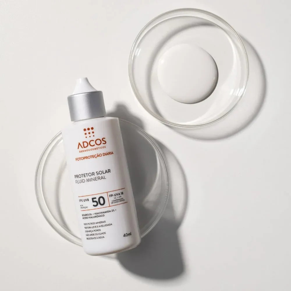 Protetor Solar Fluid Mineral FPS 50 Incolor 40ml - Adcos