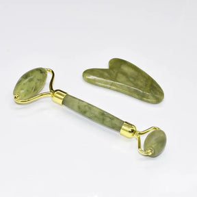 Derma Roller com Pedra de Jade + Pedra de Gua Sha