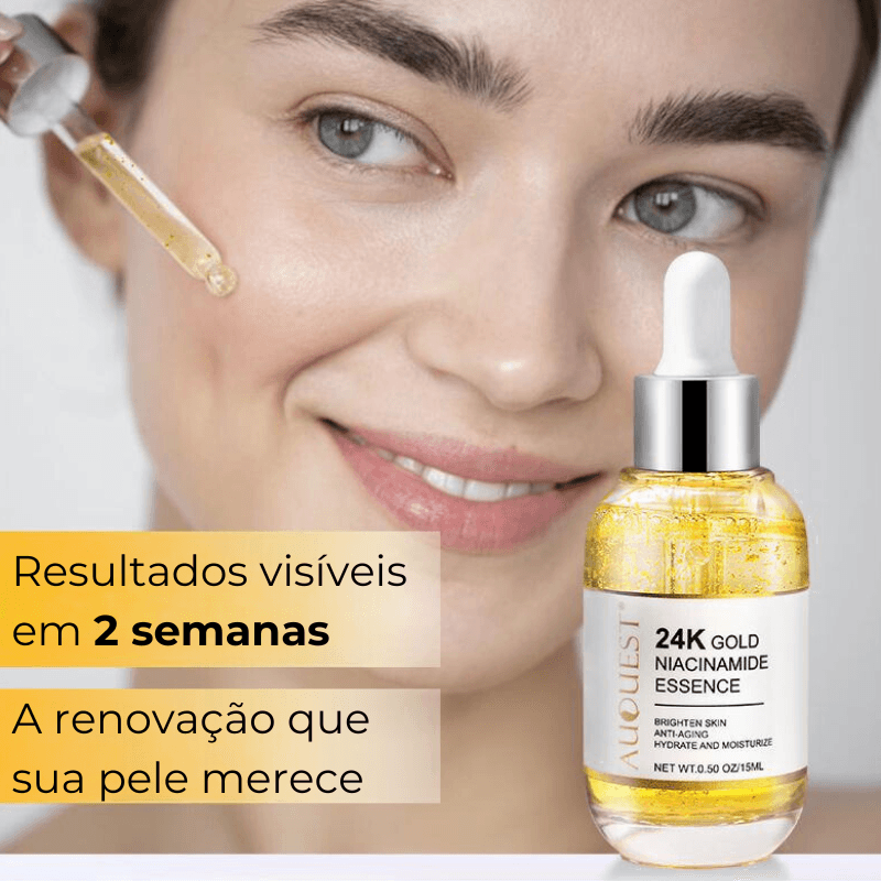 Sérum Facial de Ácido Hialurônico 24k Gold 15ml - Auquest® - Maynner Cosméticos