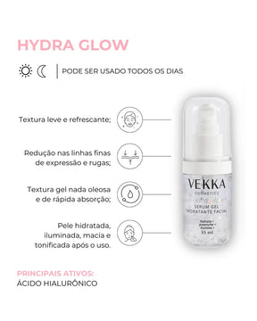 Sérum Gel Hidratante Facial Hydra Glow com Ácido Hialurônico 35ml - Vekka