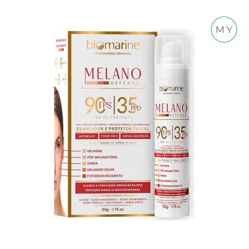 Protetor Solar e Clareador de Manchas Melano Defense FPS90 50g - Biomarine
