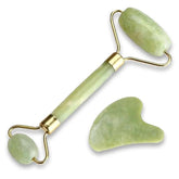 Derma Roller com Pedra de Jade + Pedra de Gua Sha