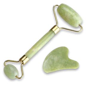 Derma Roller com Pedra de Jade + Pedra de Gua Sha